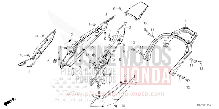 REAR COWL for Transalp 750 ROSS WHITE (NH196) from 2023